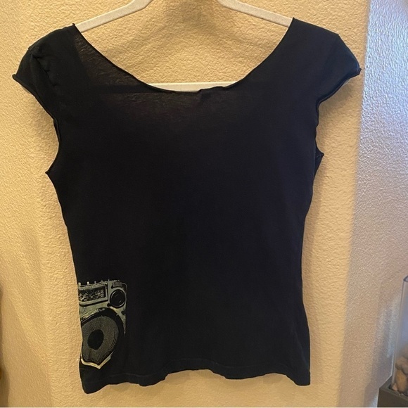 OBEY Women Black Graphic Y2K Short Sleeve Top Size Small-Made in USA - Picture 5 of 9